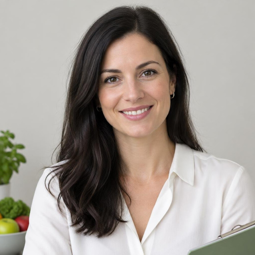 Woman with dark hair portrait smiling