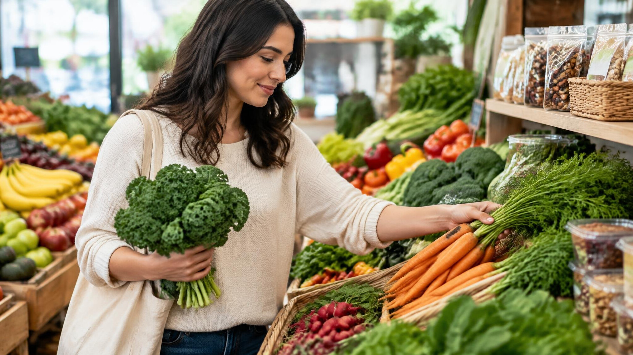 woman choosing groceries