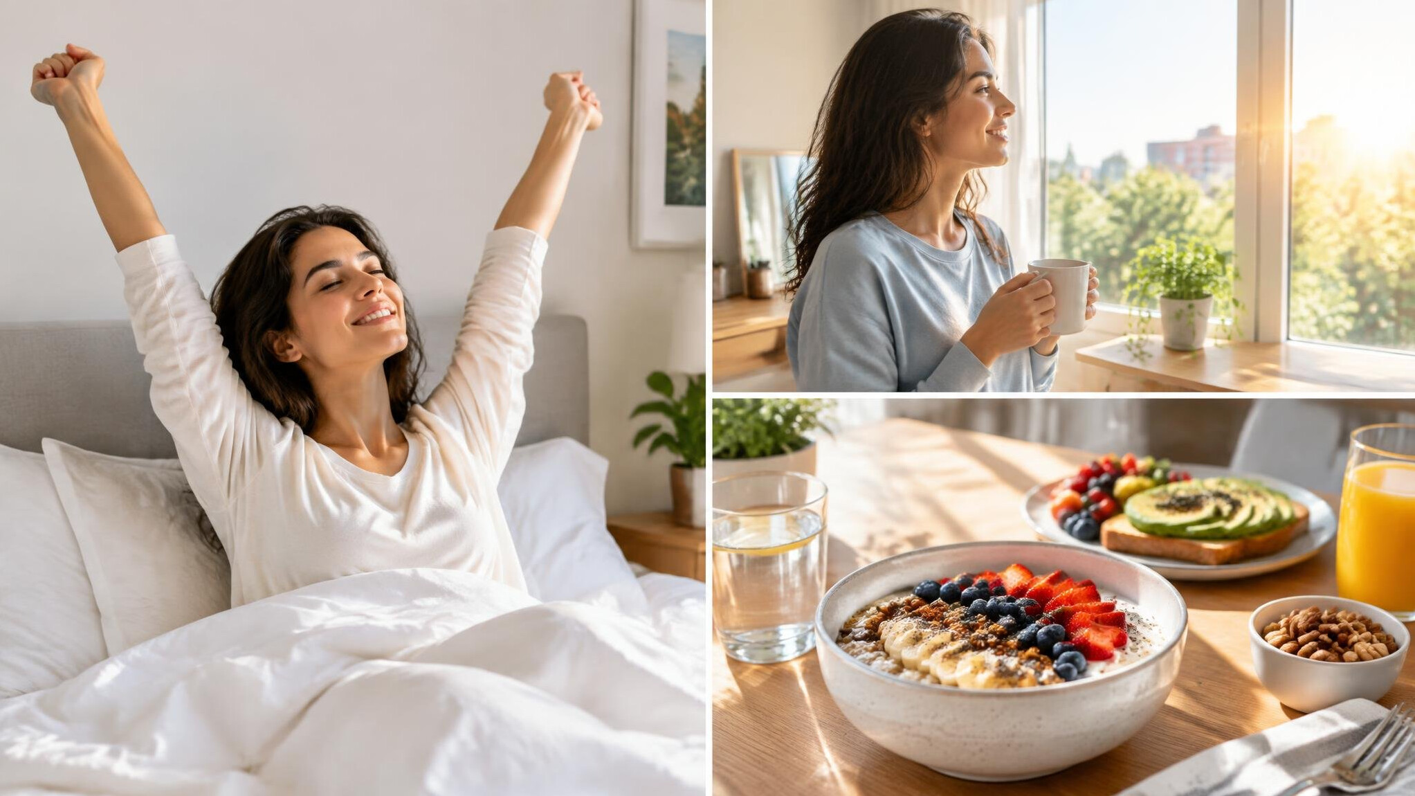 person waking up refreshed