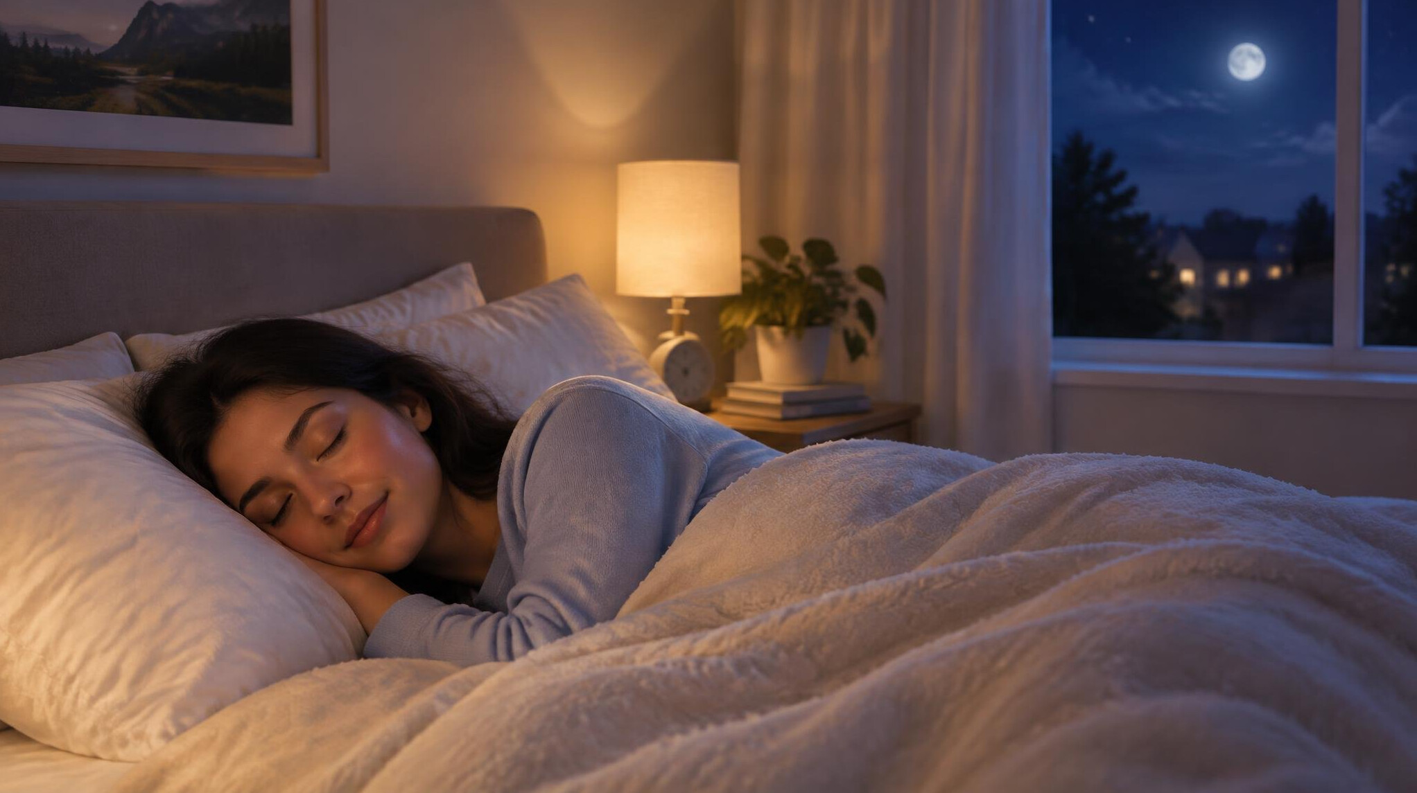 peaceful bedroom at night
