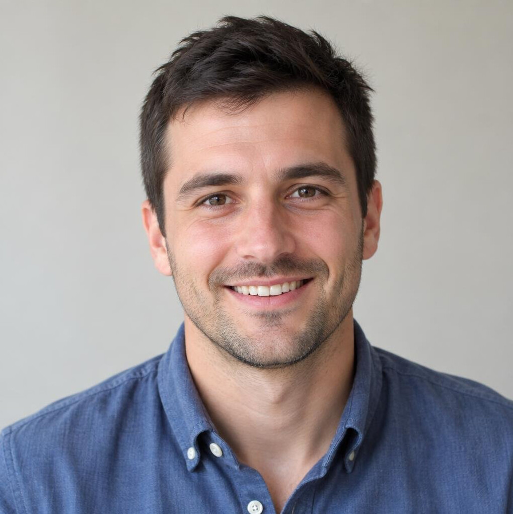 Smiling man portrait in casual shirt