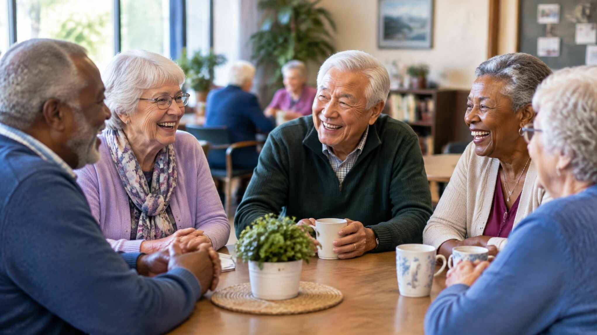 group of seniors socializing