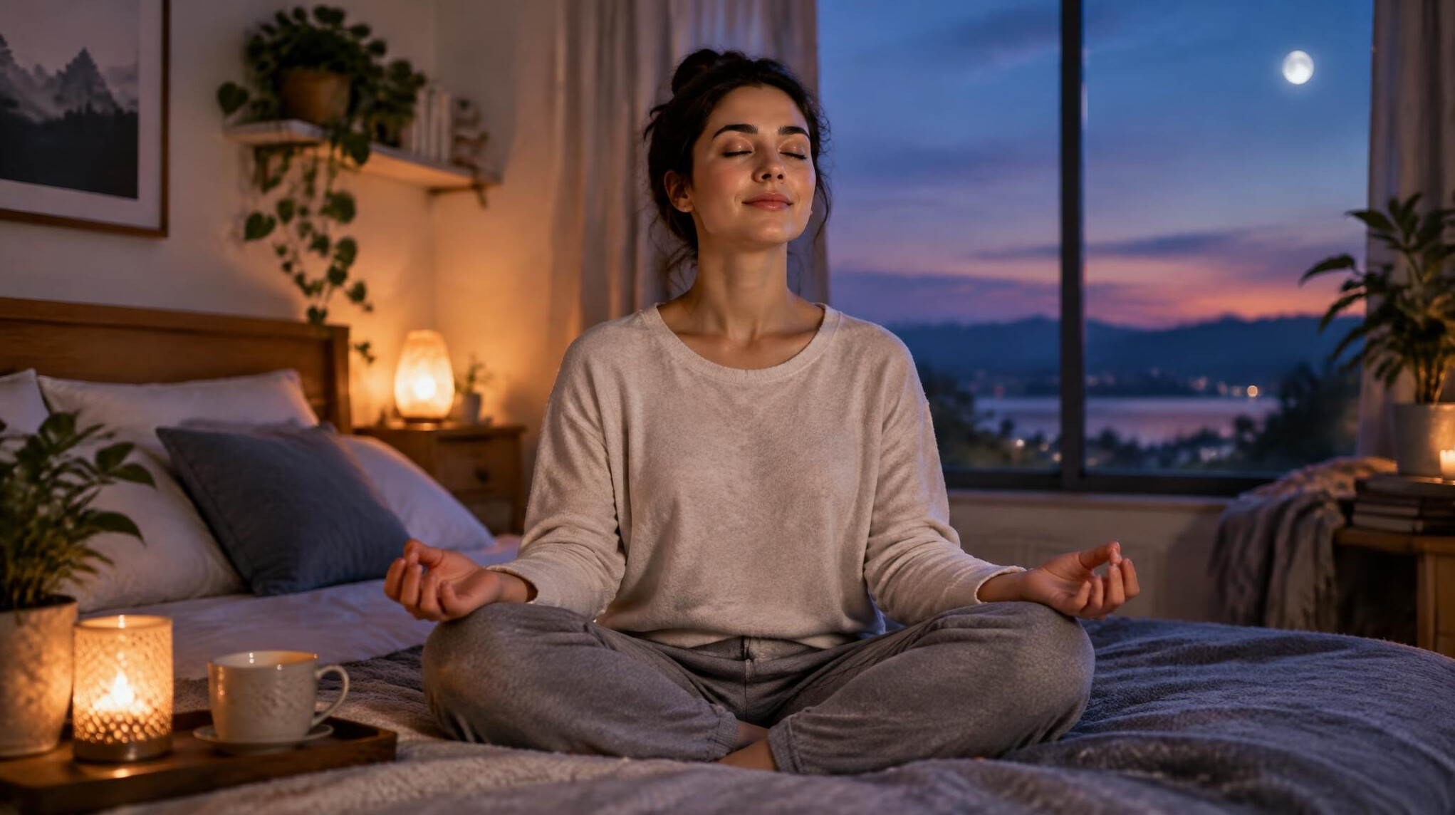 relaxed person meditating
