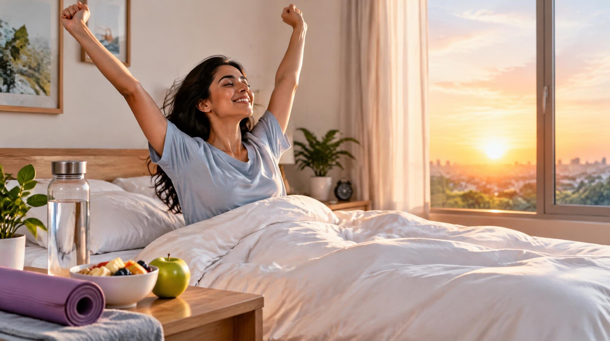 person feeling energetic in morning