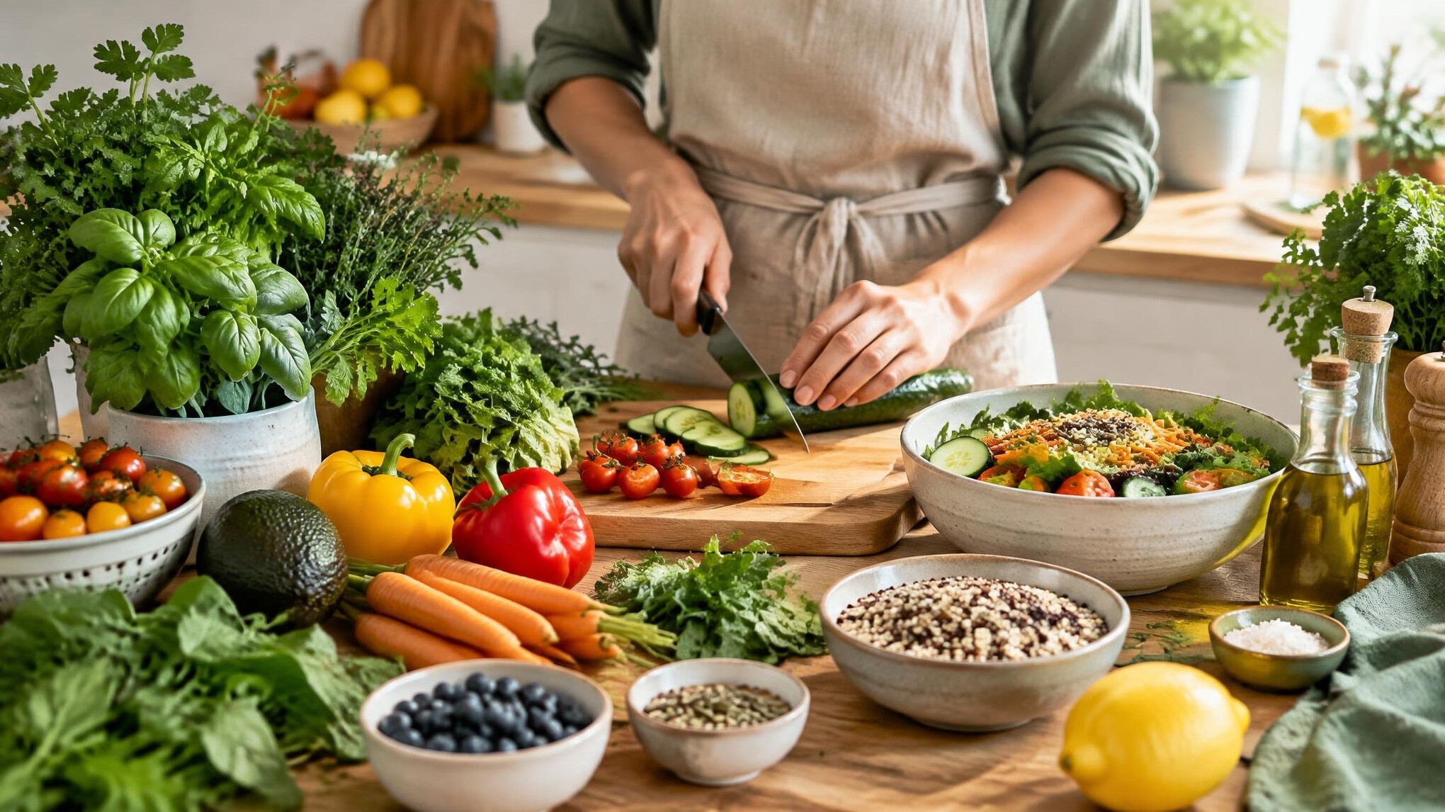 fresh herbs and vegetables