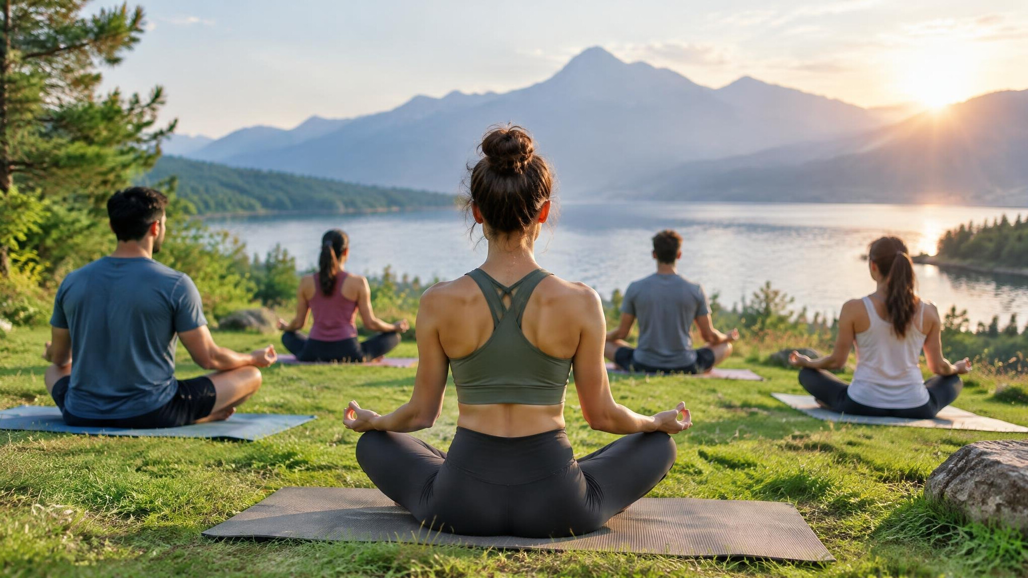 person doing yoga in nature